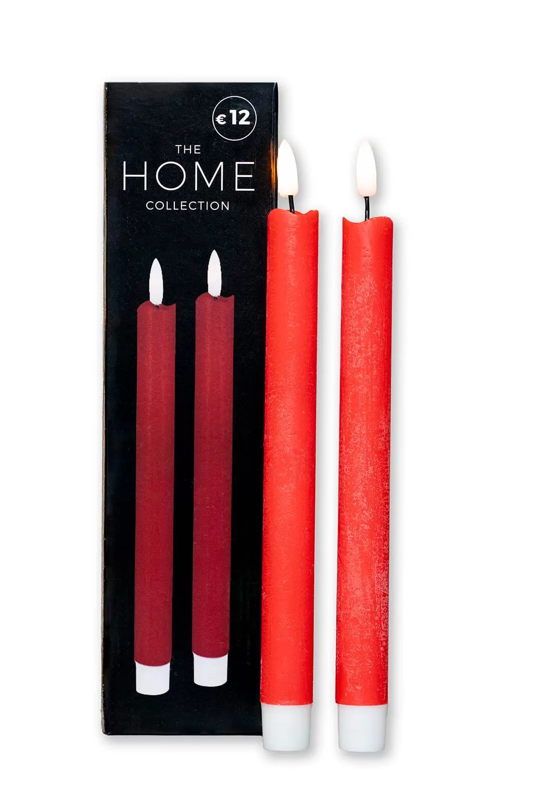 3D Flame LED Taper Candle Set - Red