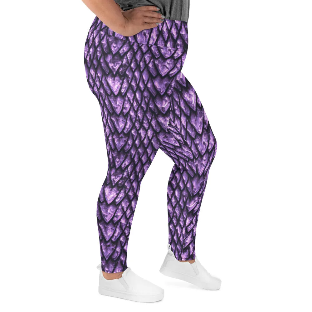 Amethyst Dragon Scale Plus Size Leggings