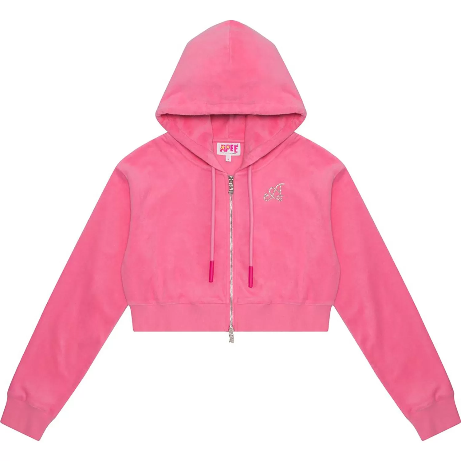 APEE TOWELLING ZIP UP CROP HOODIE JACKET LADIES