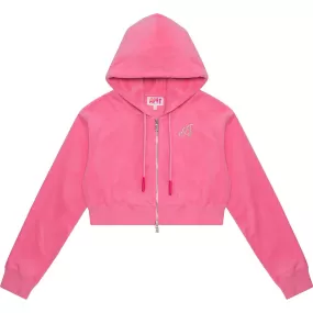 APEE TOWELLING ZIP UP CROP HOODIE JACKET LADIES