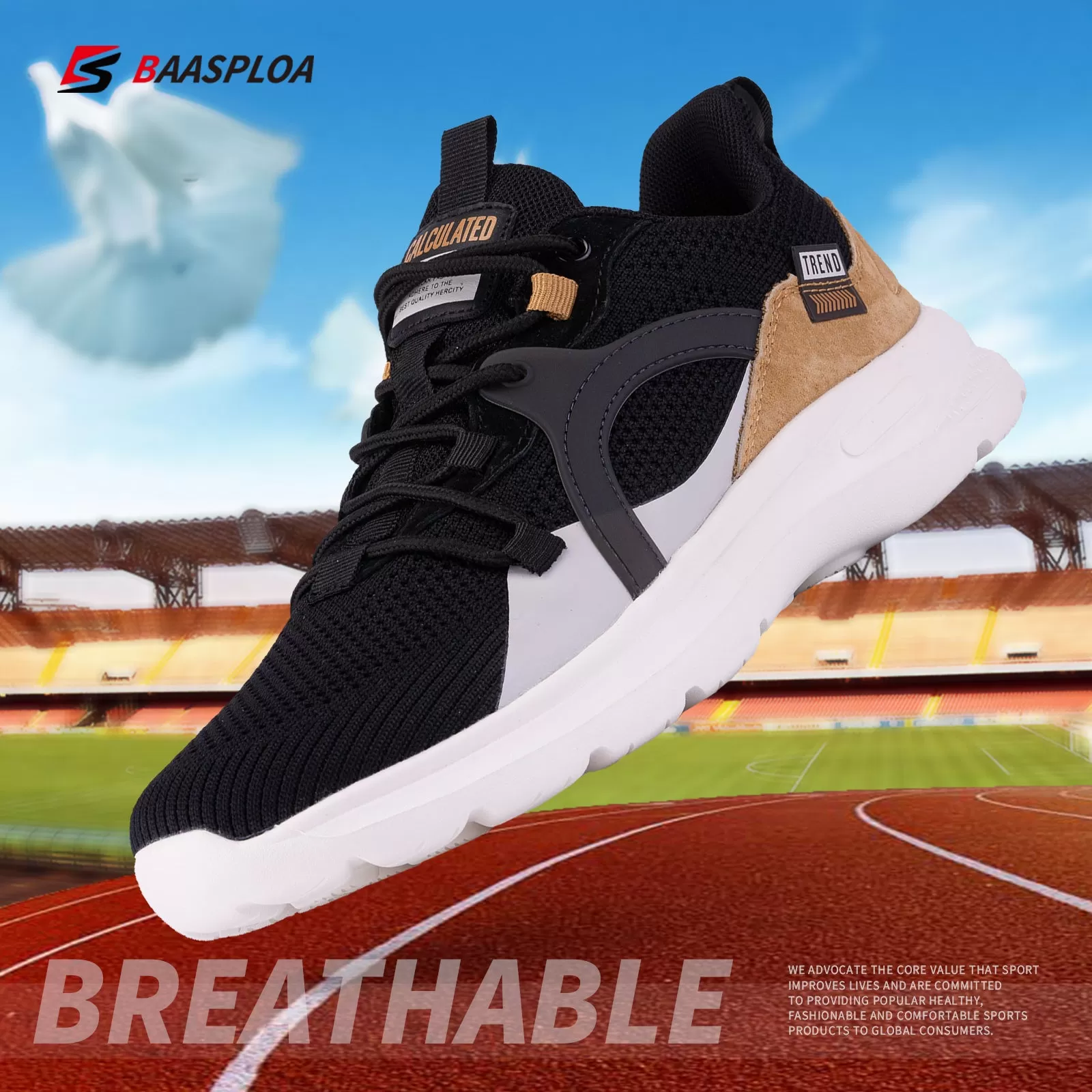 Baasploa 2022 New Men Sport Sneaker Lightweight Knit Walking Shoes