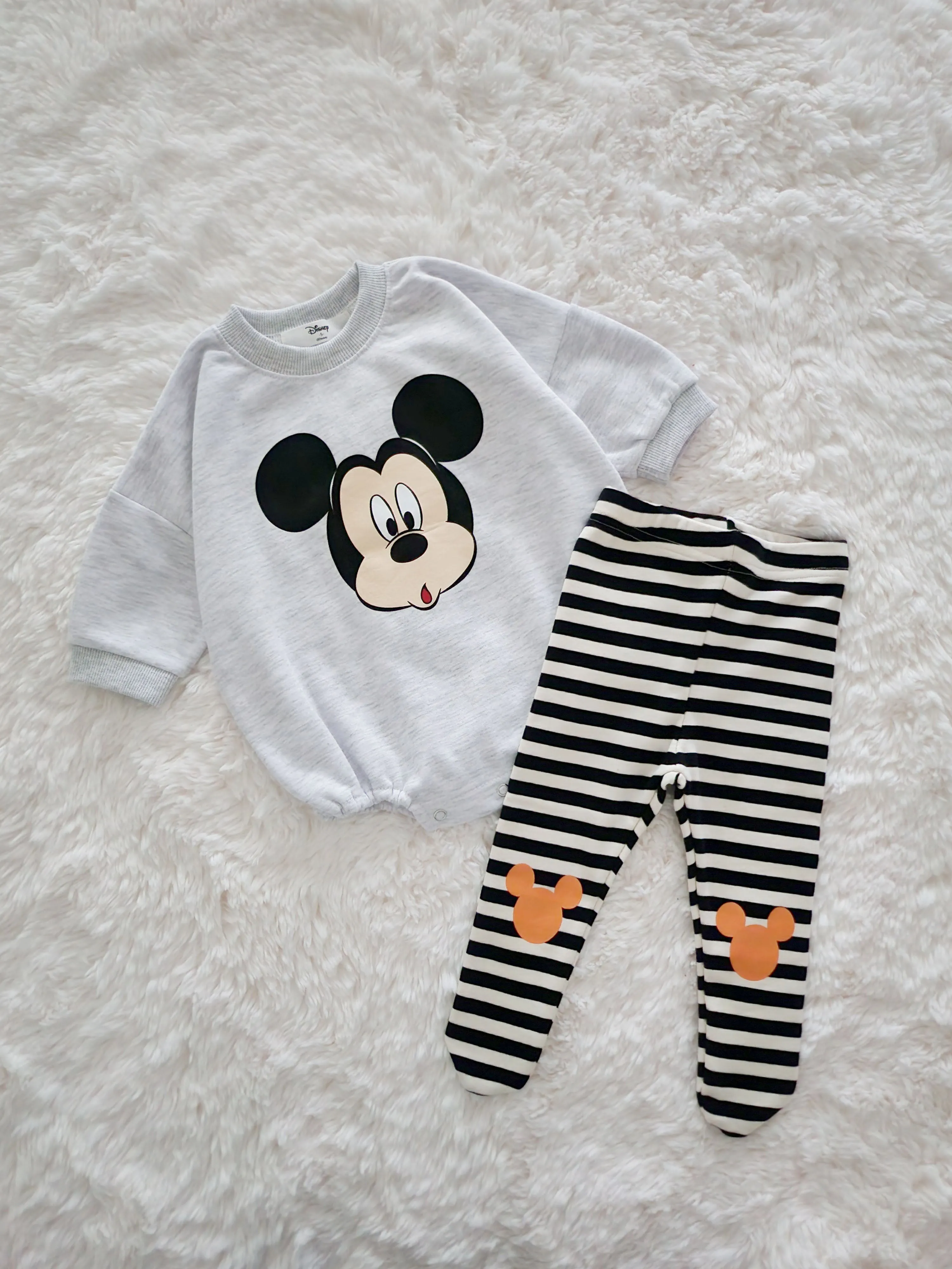 BABY DISNEY LONGSLEEVE ROMPER AND FOOTED LEGGINGS SET (6-18 - 2 COLORS