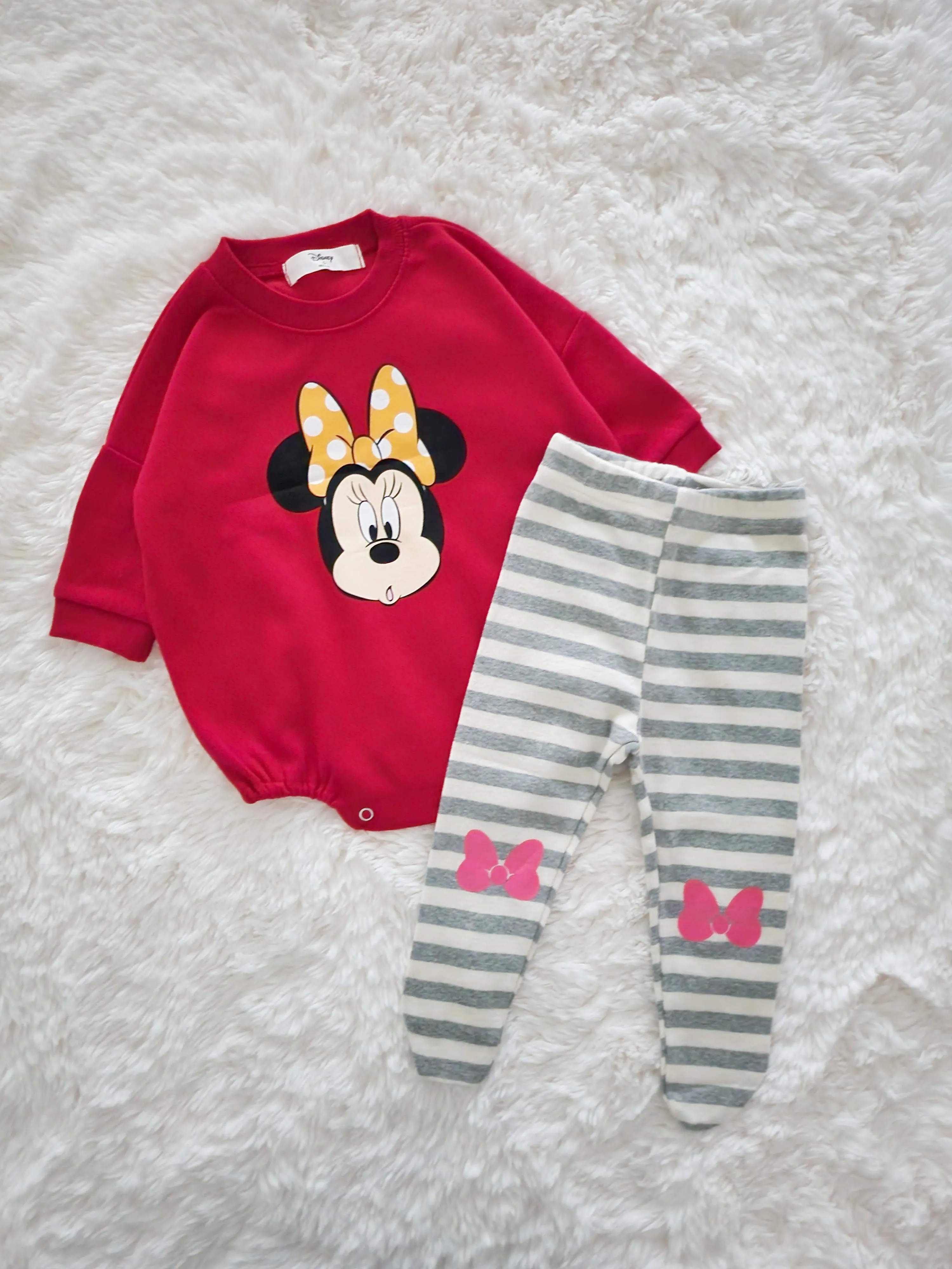 BABY DISNEY LONGSLEEVE ROMPER AND FOOTED LEGGINGS SET (6-18 - 2 COLORS