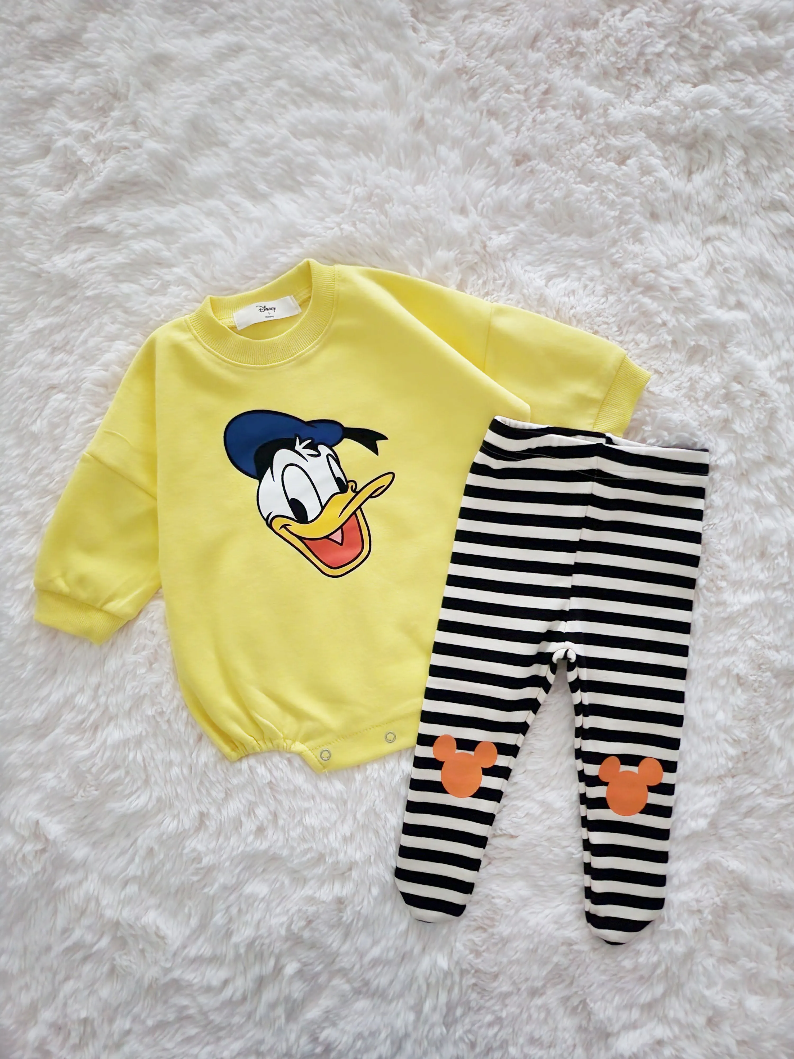 BABY DISNEY LONGSLEEVE ROMPER AND FOOTED LEGGINGS SET (6-18 - 2 COLORS