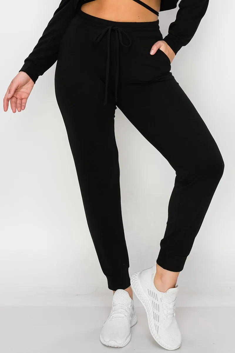 Basic High Waisted Drawstring Joggers