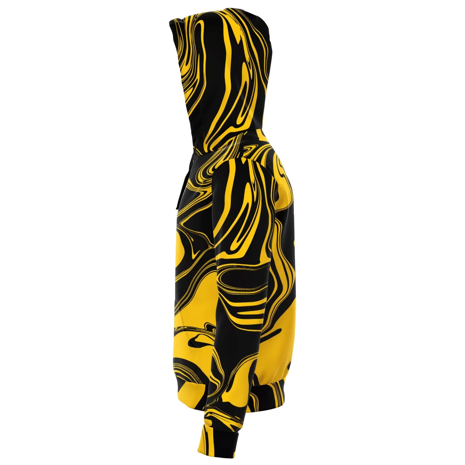 Black and Yellow Abstract Melt Zip-Up Hoodie