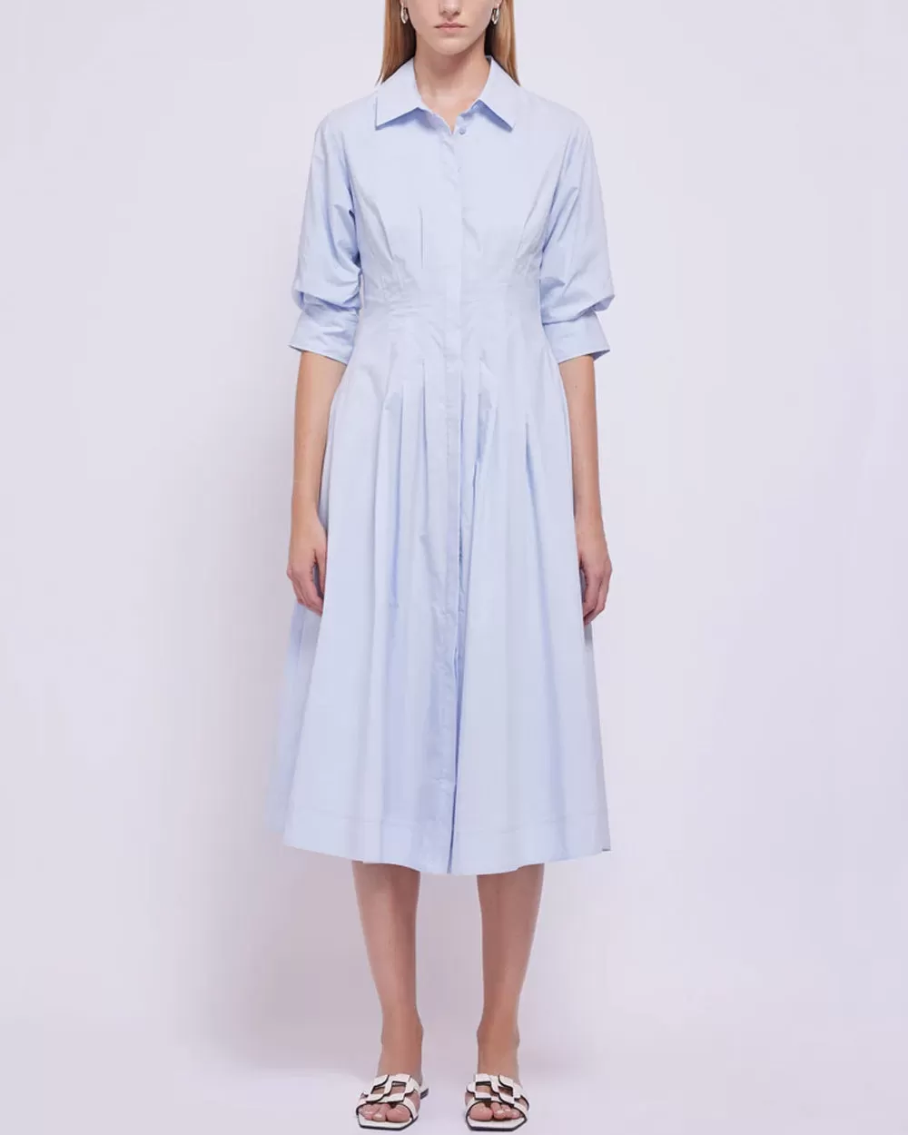 Blue Haze Pintuck Jazz Dress