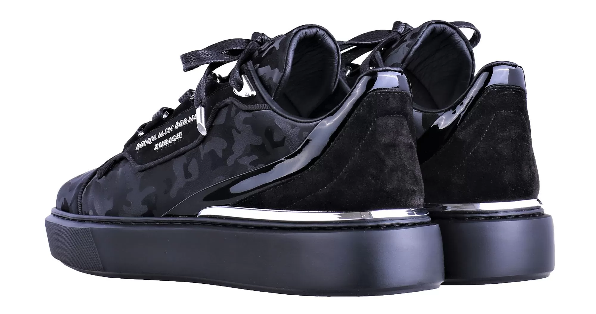 BNJ RAPHAEL Low-Top  ALL BLACK REFLECTIVE CAMOUFLAGE CALFSKIN