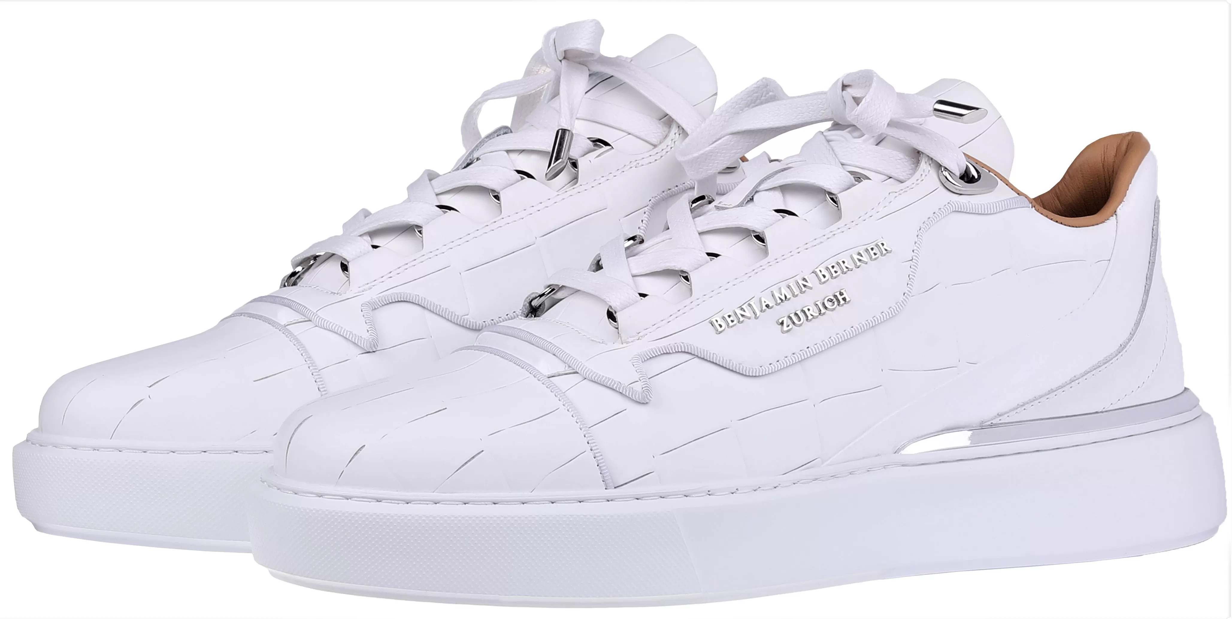 BNJ RAPHAEL Low-Top  ALL WHITE MATT CROCODILE