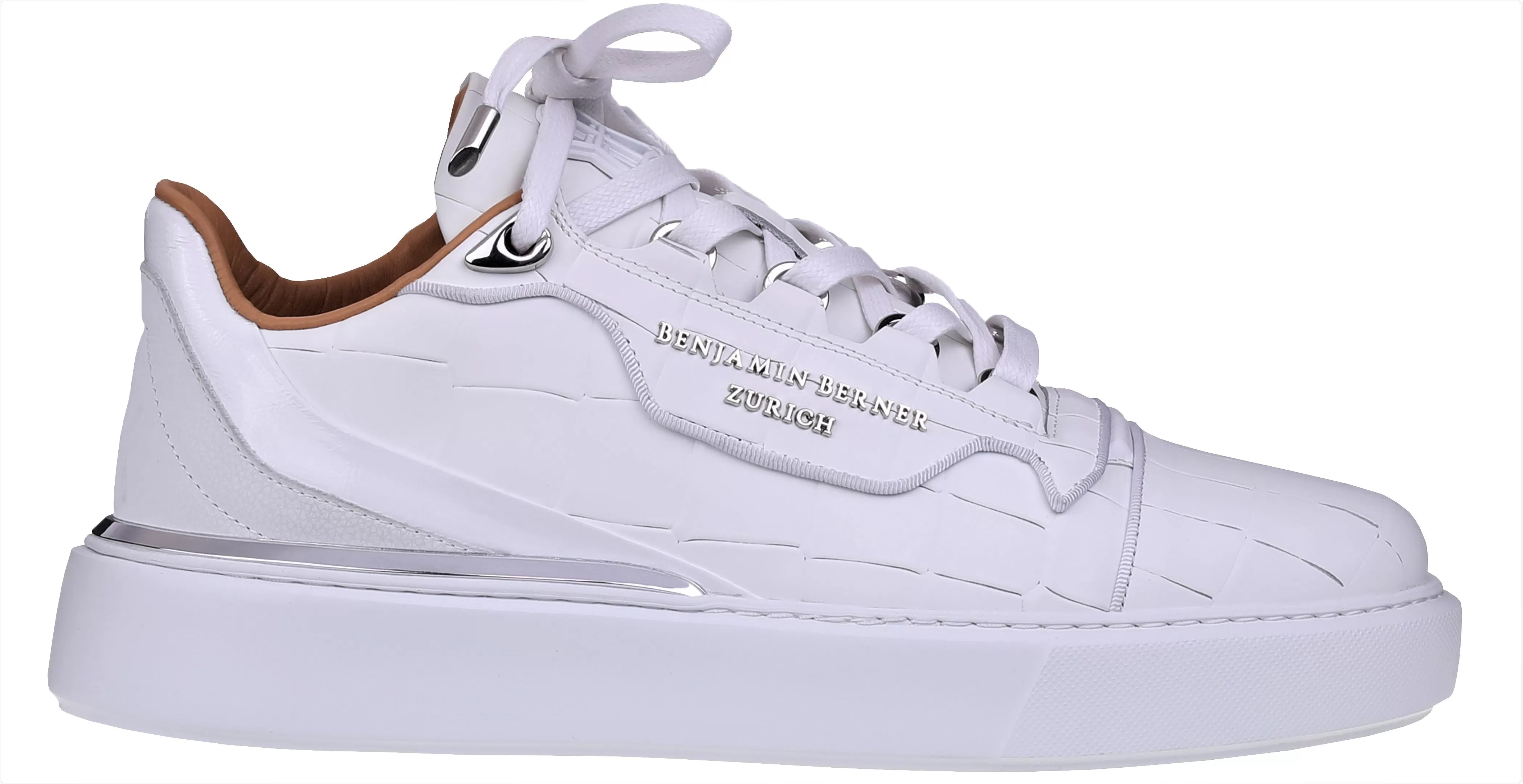 BNJ RAPHAEL Low-Top  ALL WHITE MATT CROCODILE