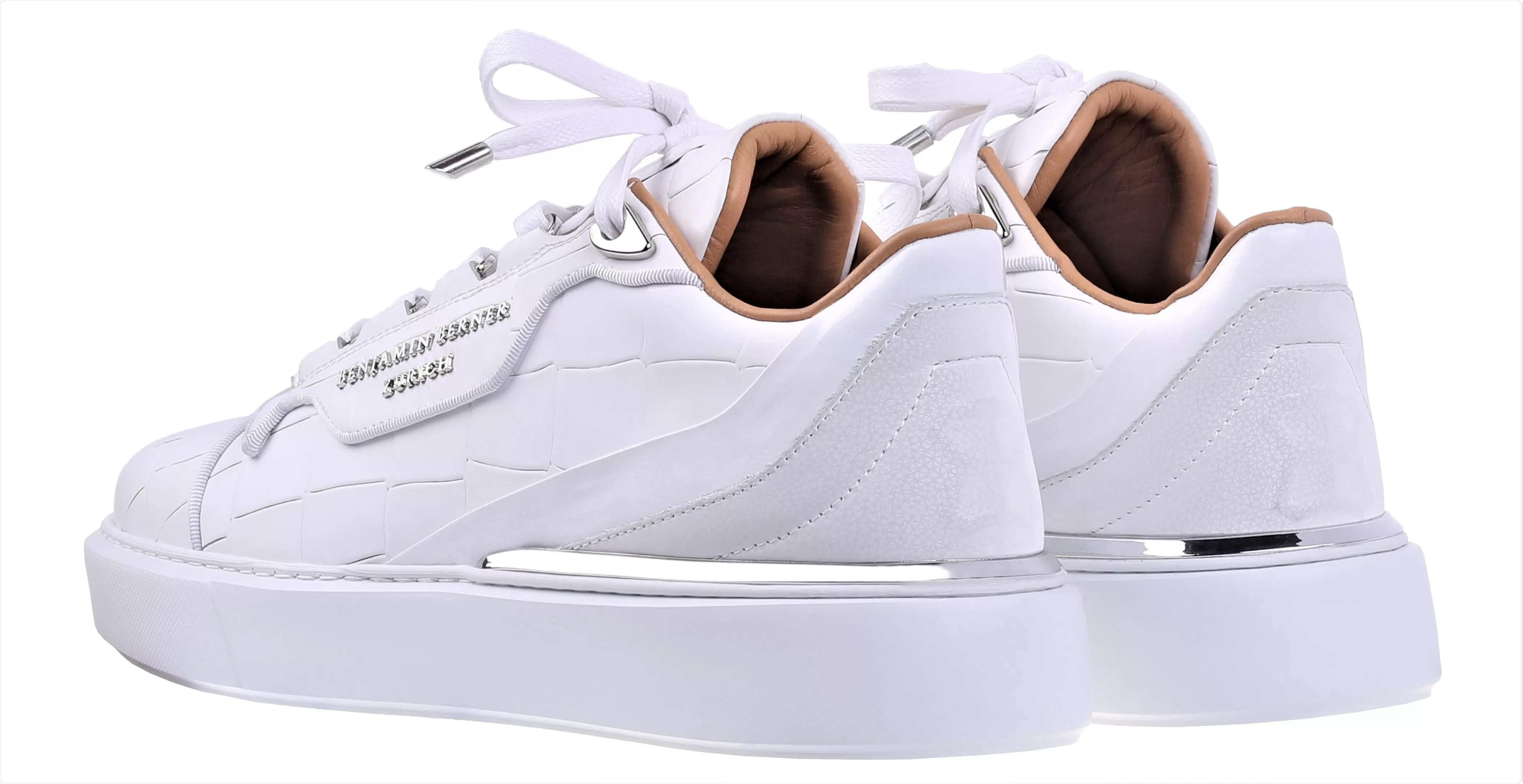 BNJ RAPHAEL Low-Top  ALL WHITE MATT CROCODILE