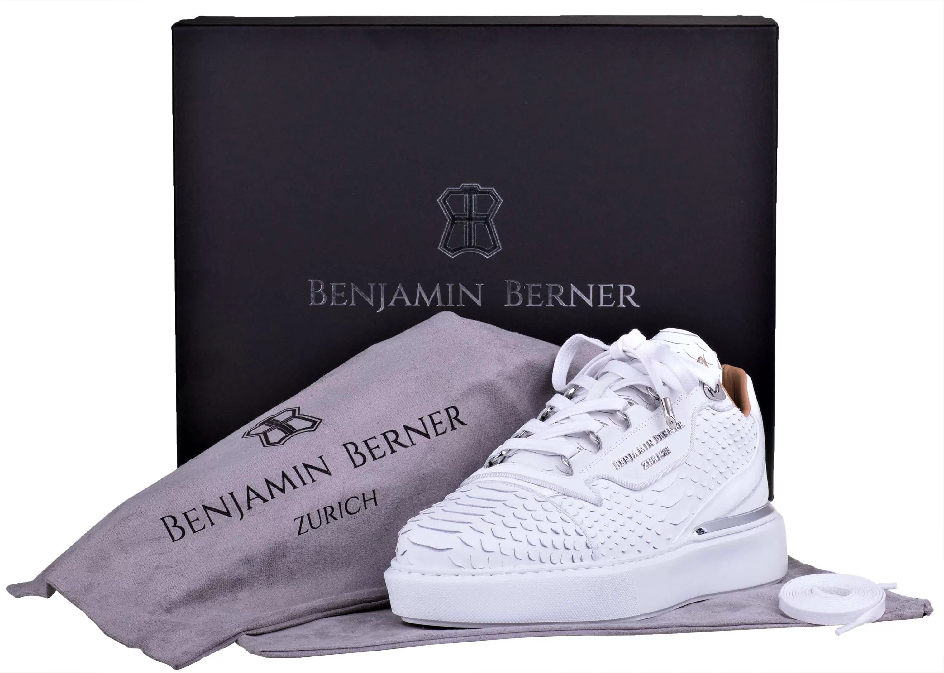 BNJ RAPHAEL Low-Top  ALL WHITE PYTHON CUT-MATT NAPPA