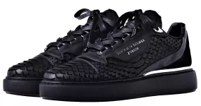 BNJ RAPHAEL Low-Top  BLACK PYTHON CUT-MATT NAPPA