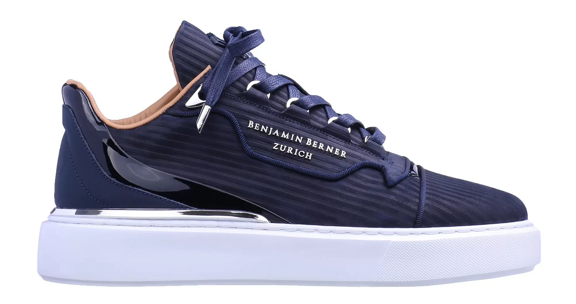 BNJ RAPHAEL Low-Top  NAVY 3D STRIPED EMBOSSED NUBUCK