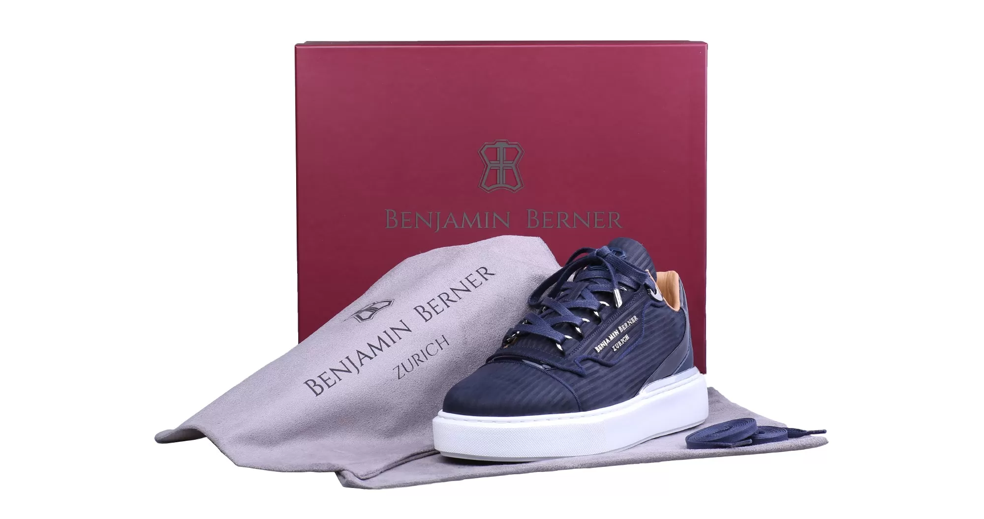 BNJ RAPHAEL Low-Top  NAVY 3D STRIPED EMBOSSED NUBUCK