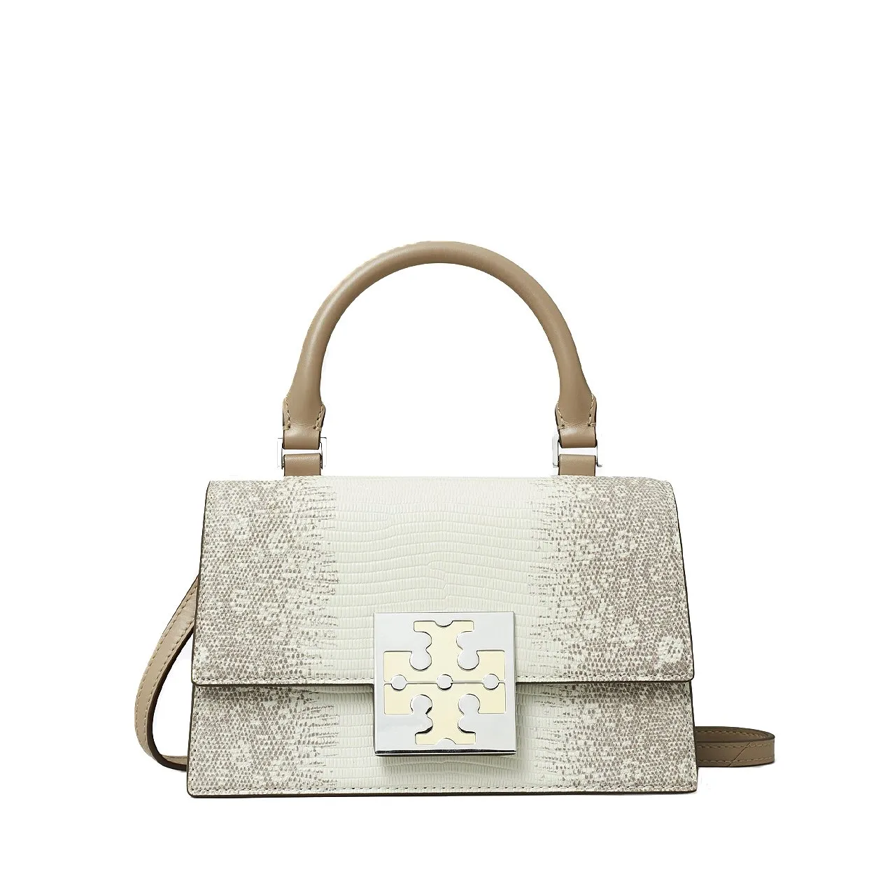 Bon Bon Lizard-Embossed Mini Bag -White