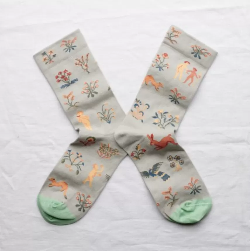 Bonne Maison: Millefleur Celadon Green Socks