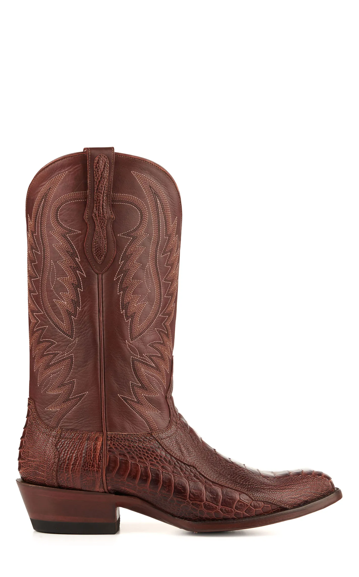 Cavender's Men's Brandy Ostrich Leg R-Toe Exotic Cowboy Boots