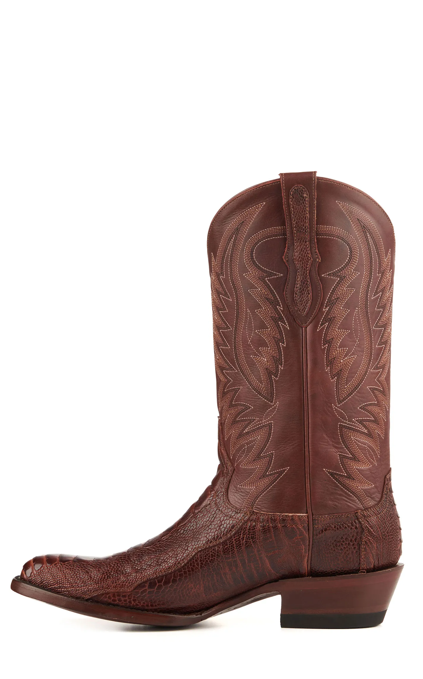 Cavender's Men's Brandy Ostrich Leg R-Toe Exotic Cowboy Boots