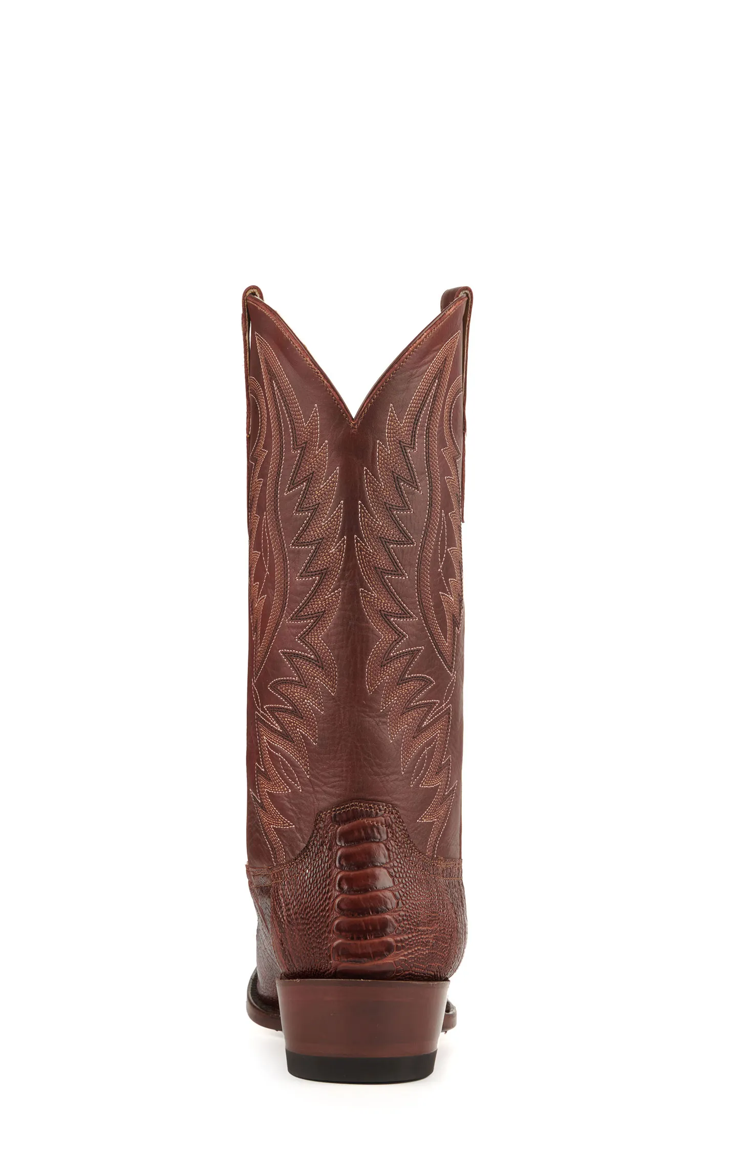 Cavender's Men's Brandy Ostrich Leg R-Toe Exotic Cowboy Boots