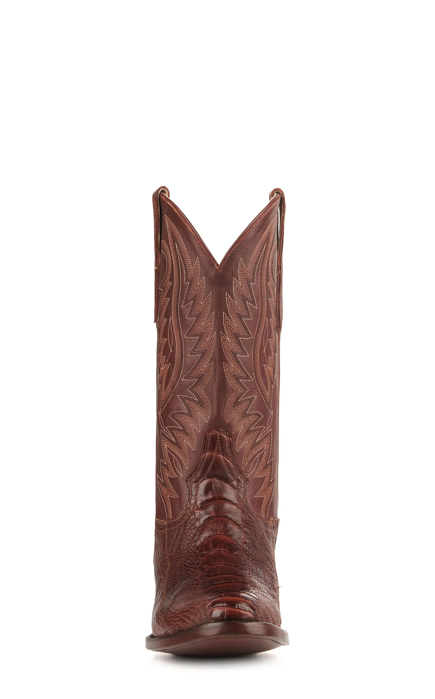 Cavender's Men's Brandy Ostrich Leg R-Toe Exotic Cowboy Boots