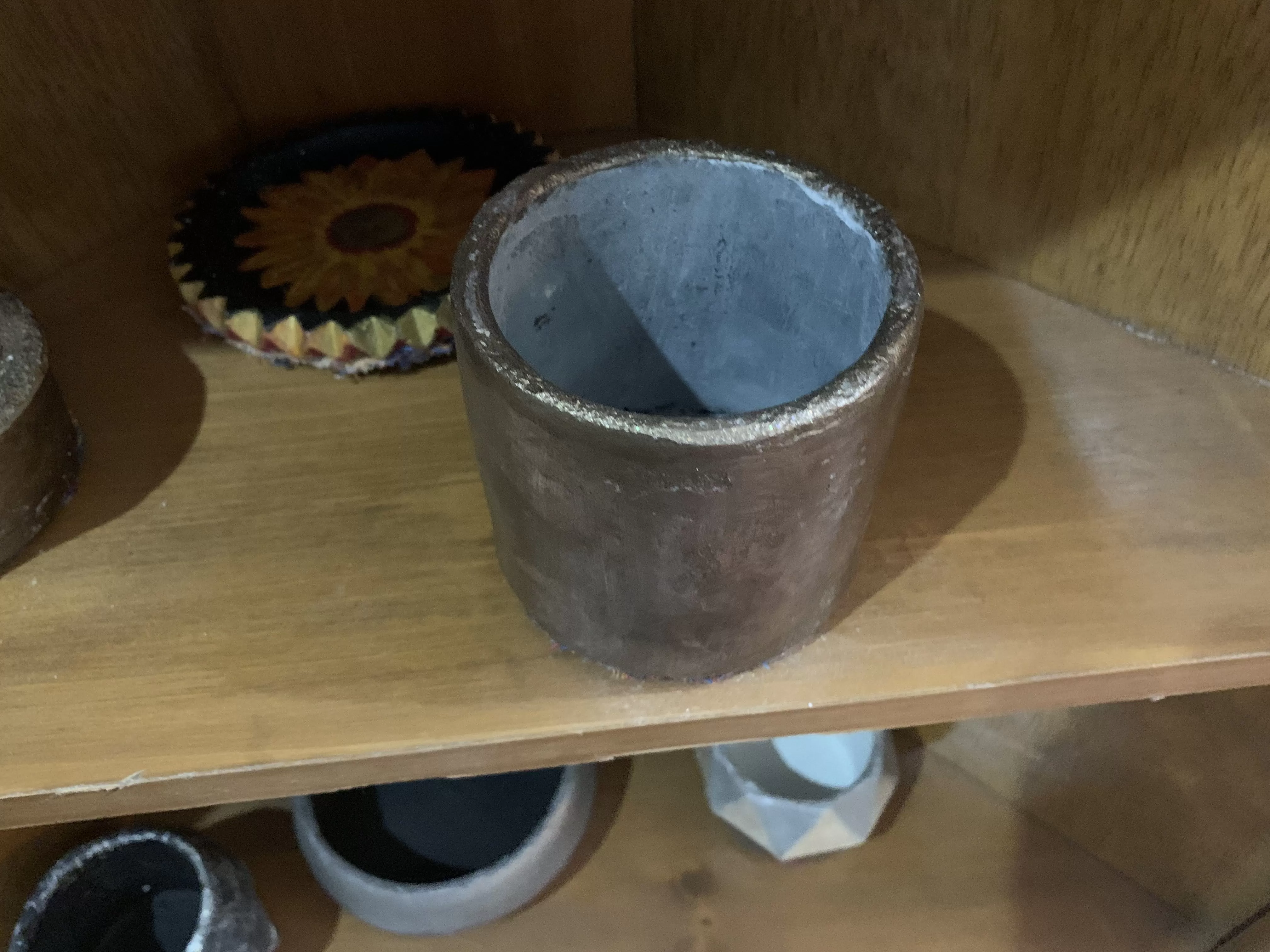 Cement Smooth Sided Cubby Vessel