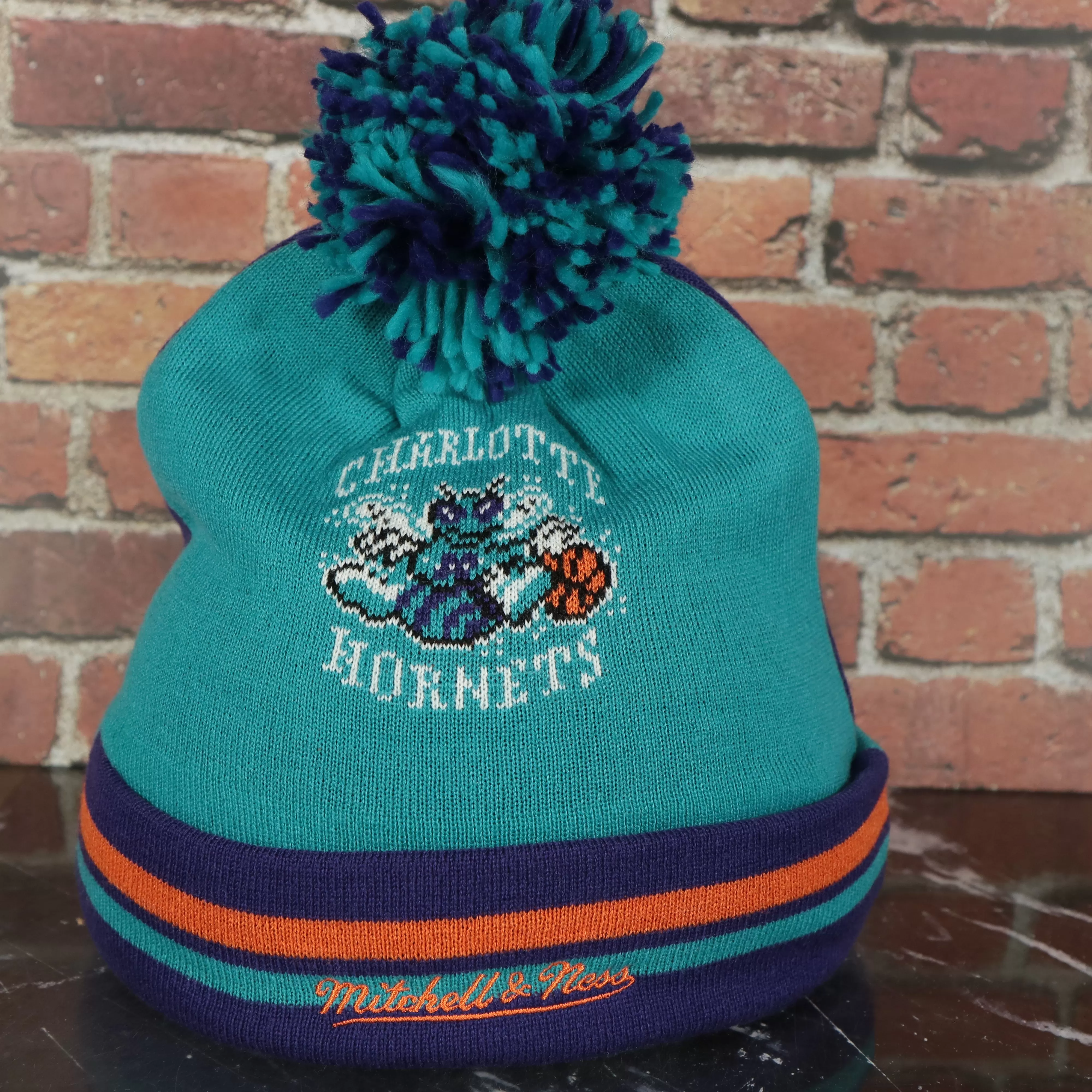 Charlotte Hornets Retro Logo Two Sided Cuffed Winter Beanie | Purple And Light Blue Winter Beanie