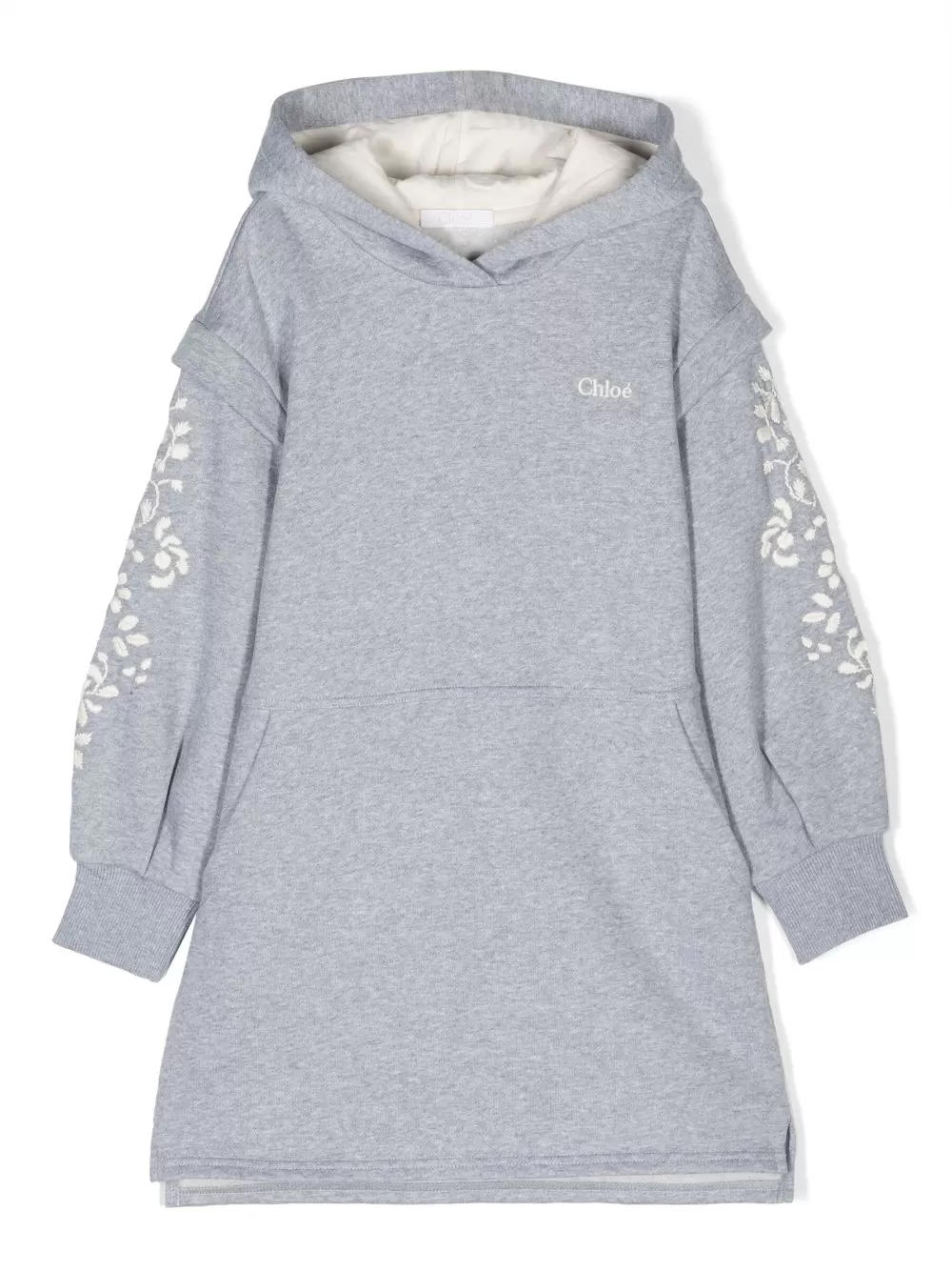 Chloe LS Hoodie Dress w/ Floral Embroidered Sleeves