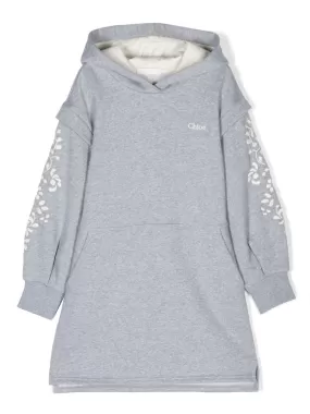 Chloe LS Hoodie Dress w/ Floral Embroidered Sleeves