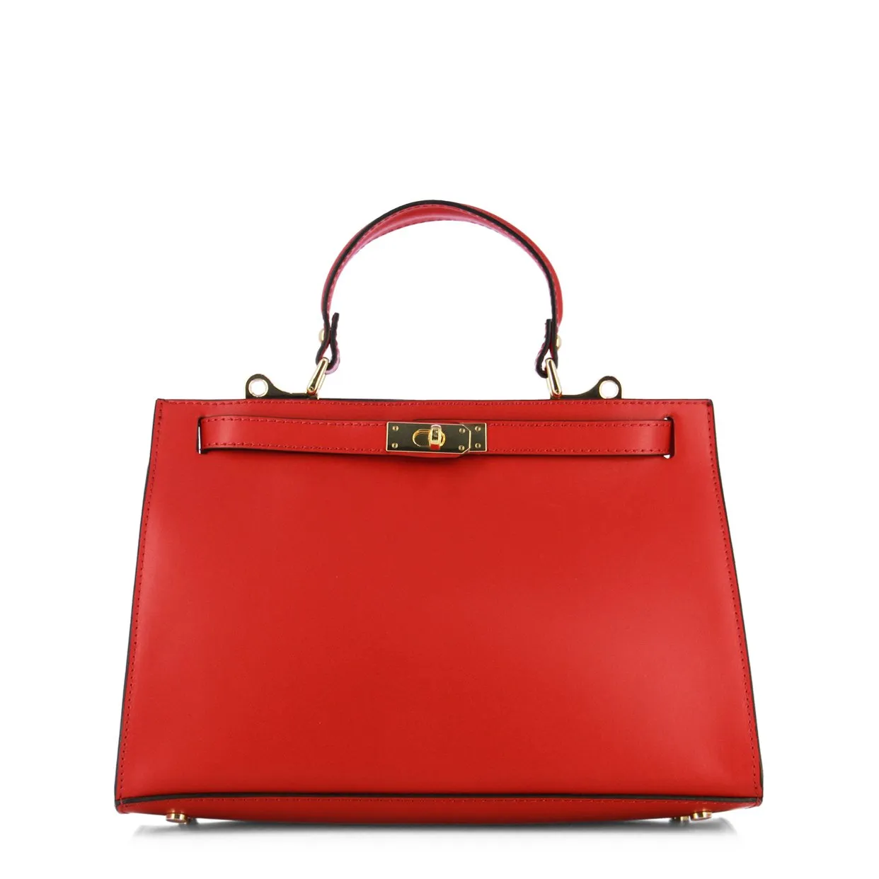 Classic Leather Satchel Bag -Red