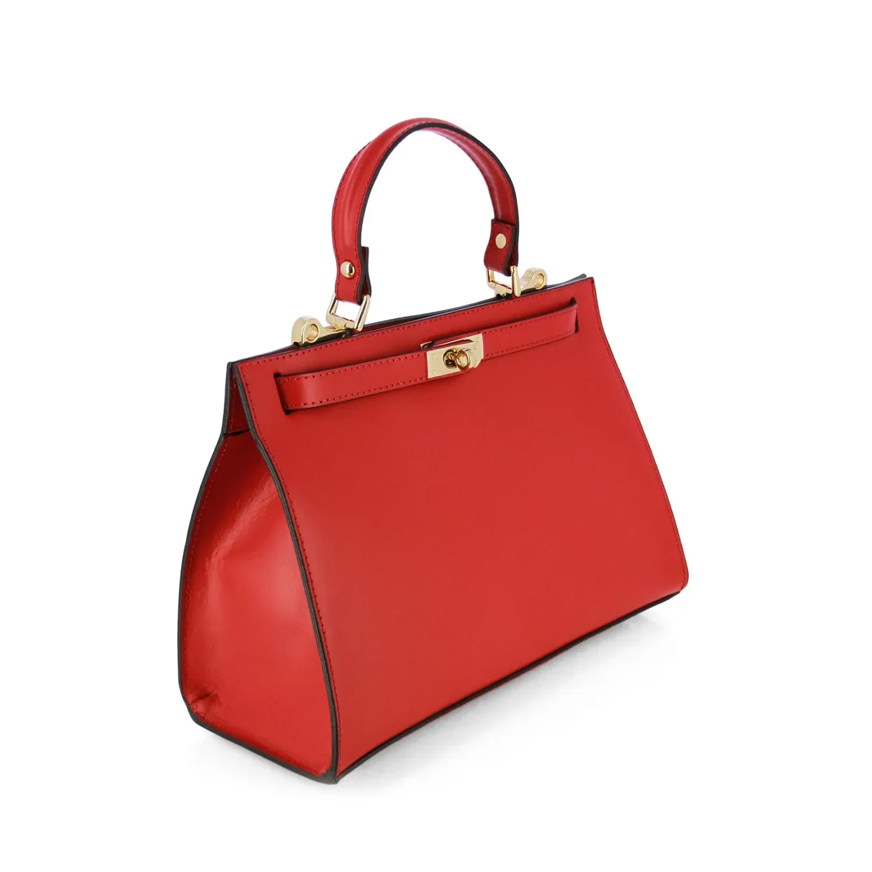 Classic Leather Satchel Bag -Red