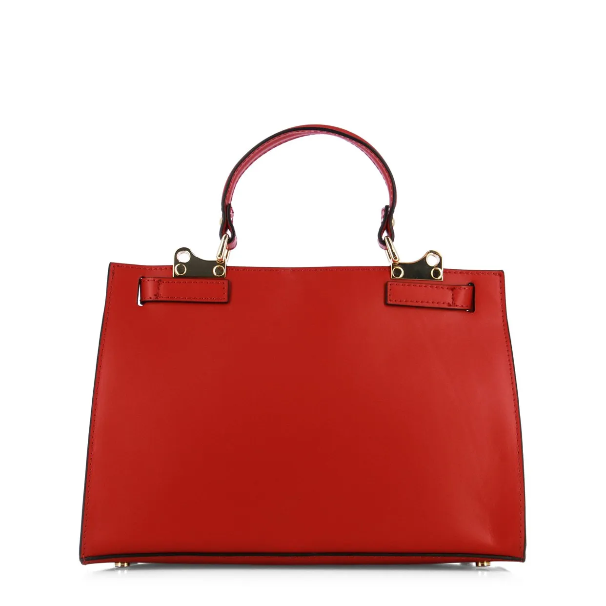 Classic Leather Satchel Bag -Red