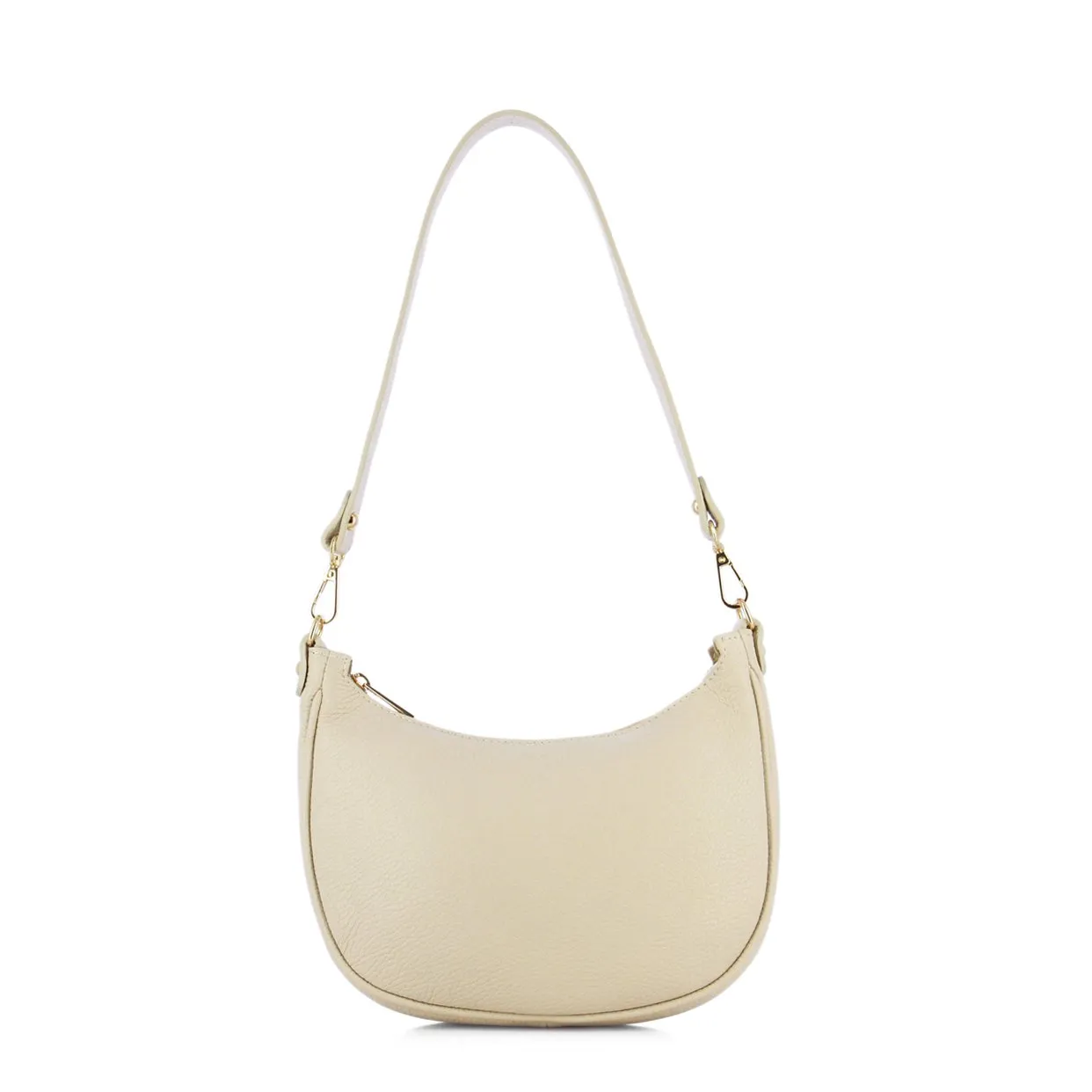 Classic Leather Shoulder Bag -Beige