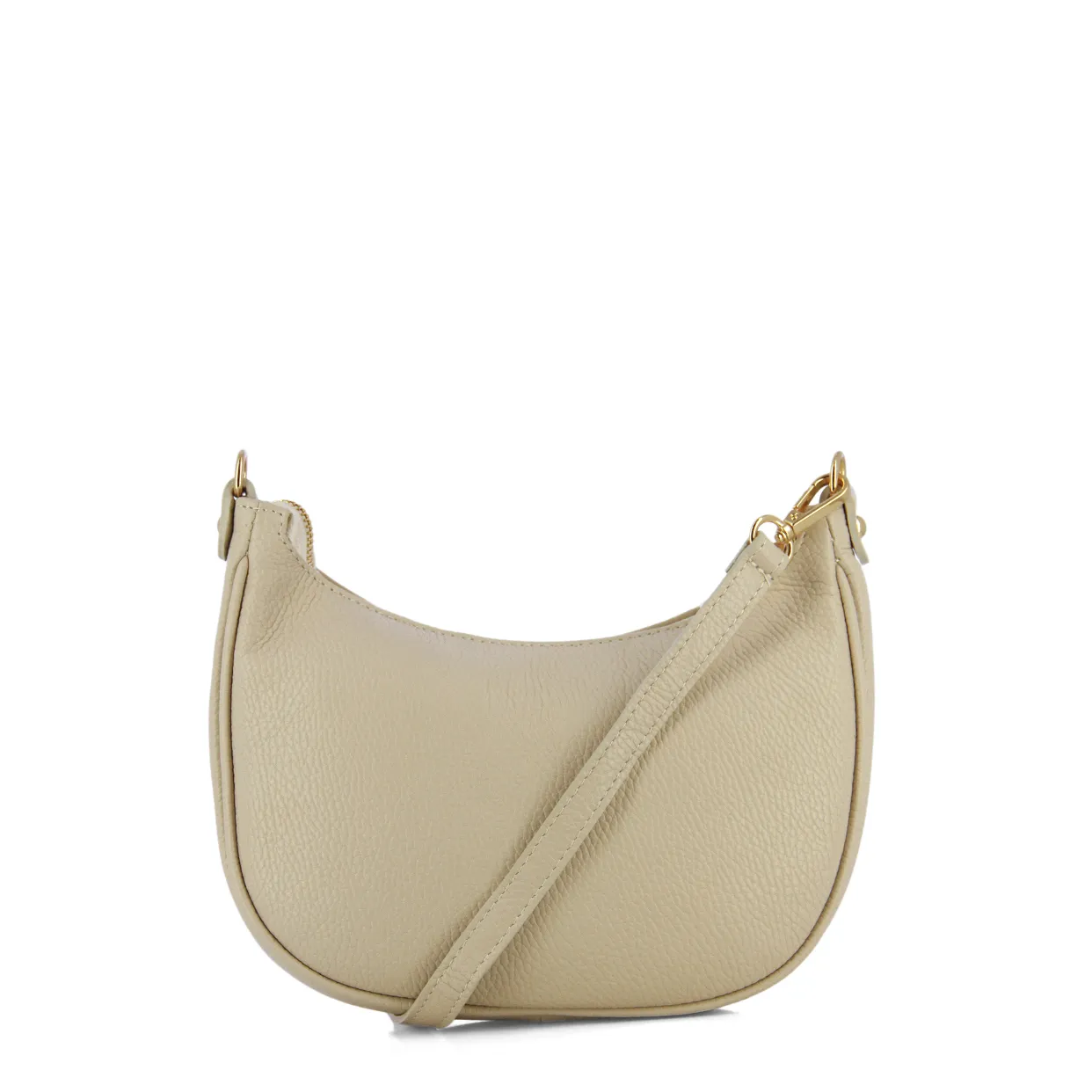 Classic Leather Shoulder Bag -Beige