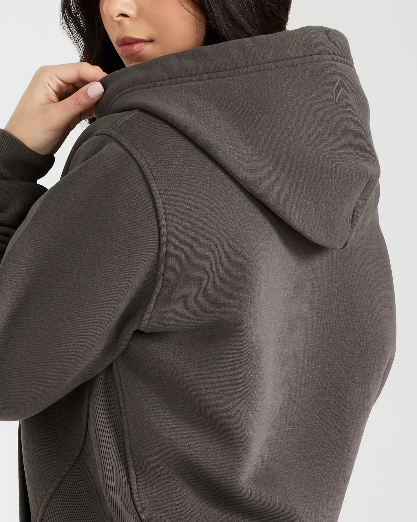 Classic Lounge Oversized Zip Through Hoodie | Deep Taupe