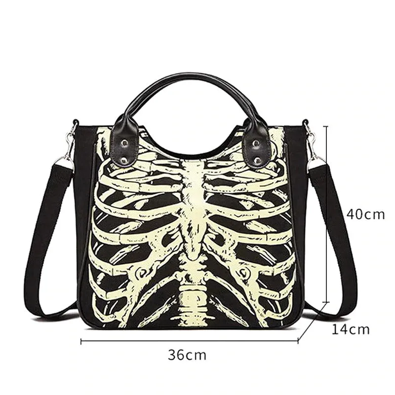 CLEARANCE / Skeleton Bones Print Bags / Rock Designer Female Casual Bags