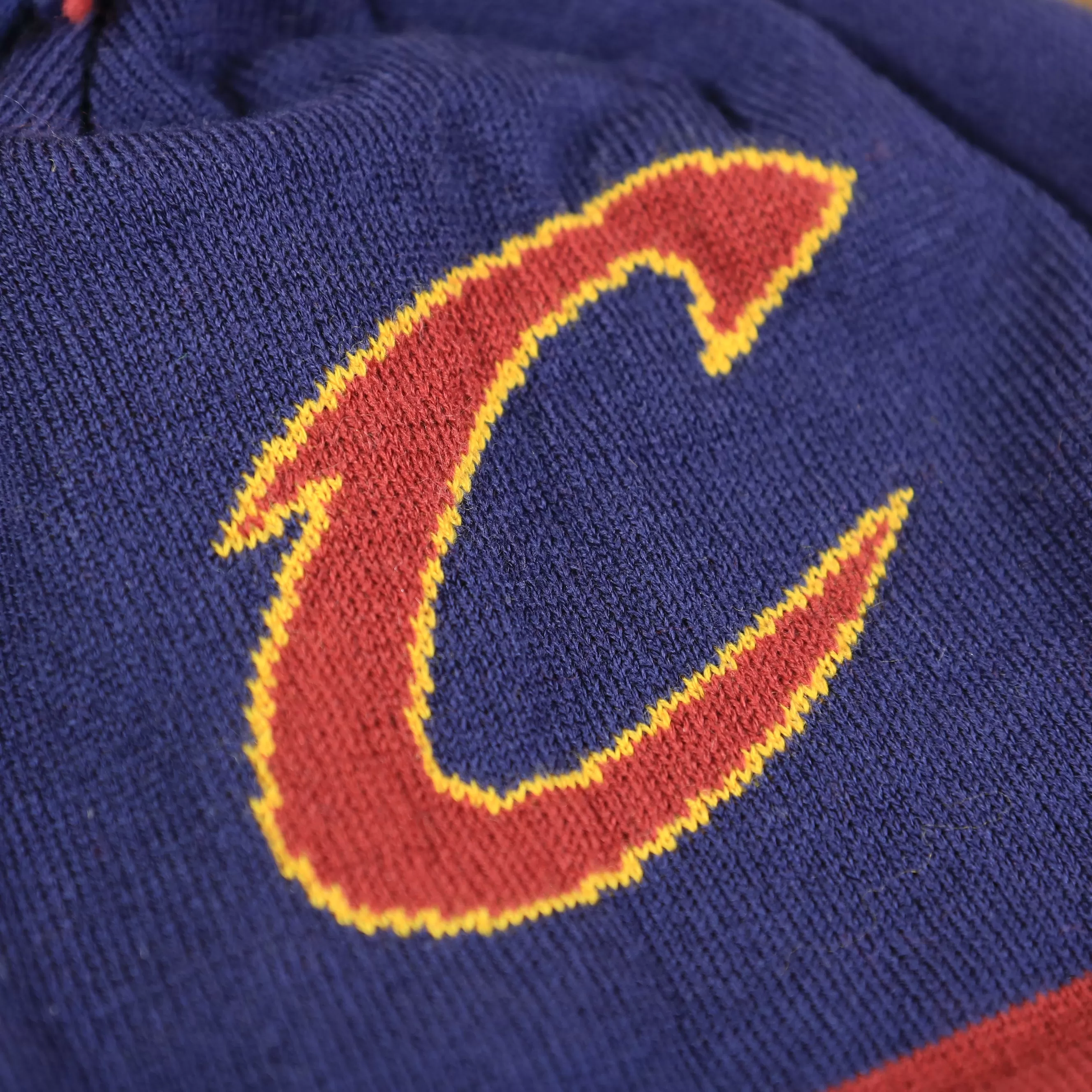 Cleveland Cavaliers Retro Logo Two Sided Cuffed Winter Beanie | Maroon And Navy Blue Winter Beanie