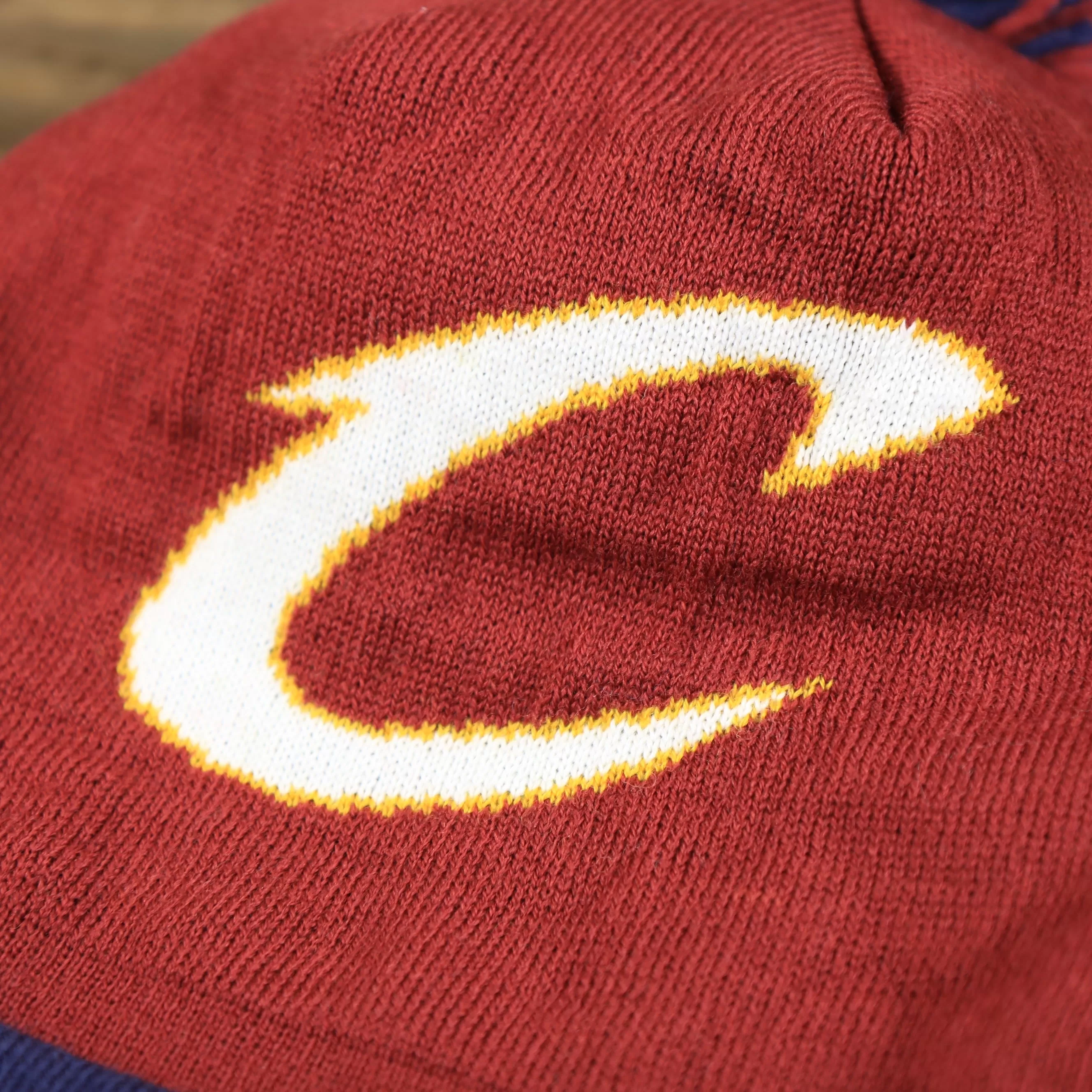 Cleveland Cavaliers Retro Logo Two Sided Cuffed Winter Beanie | Maroon And Navy Blue Winter Beanie