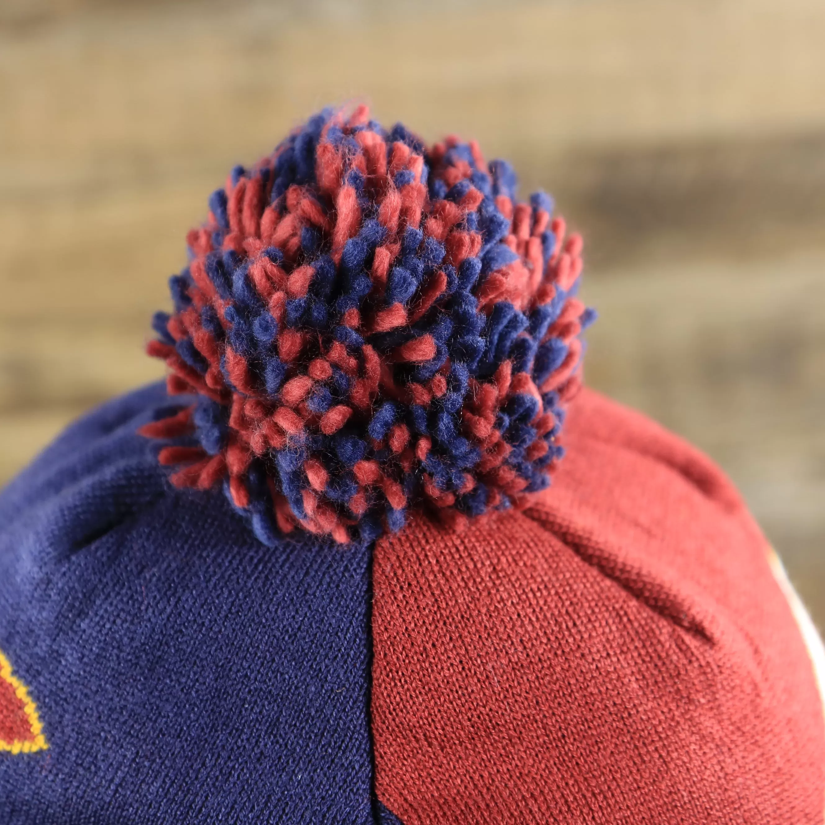 Cleveland Cavaliers Retro Logo Two Sided Cuffed Winter Beanie | Maroon And Navy Blue Winter Beanie