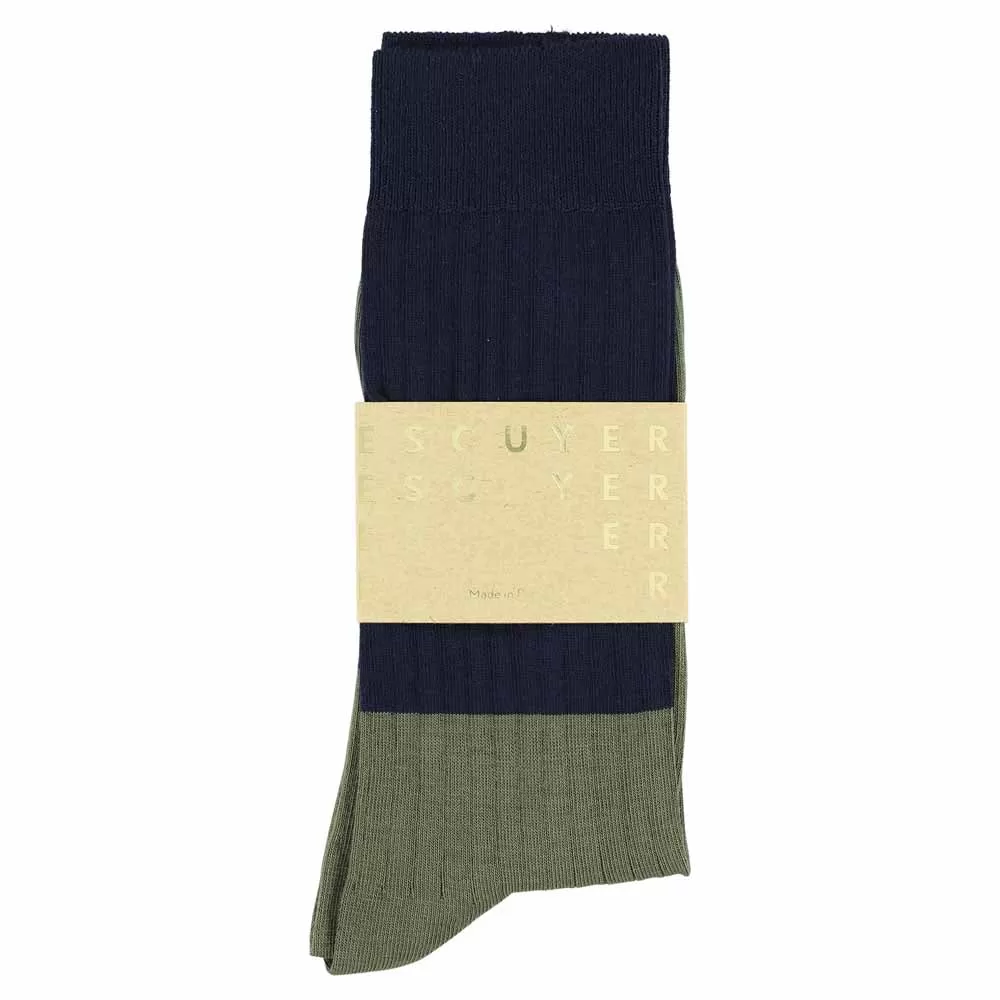 Colour Block Socks Blue / Olive