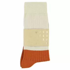 Colour Block Socks Ecru / Orange