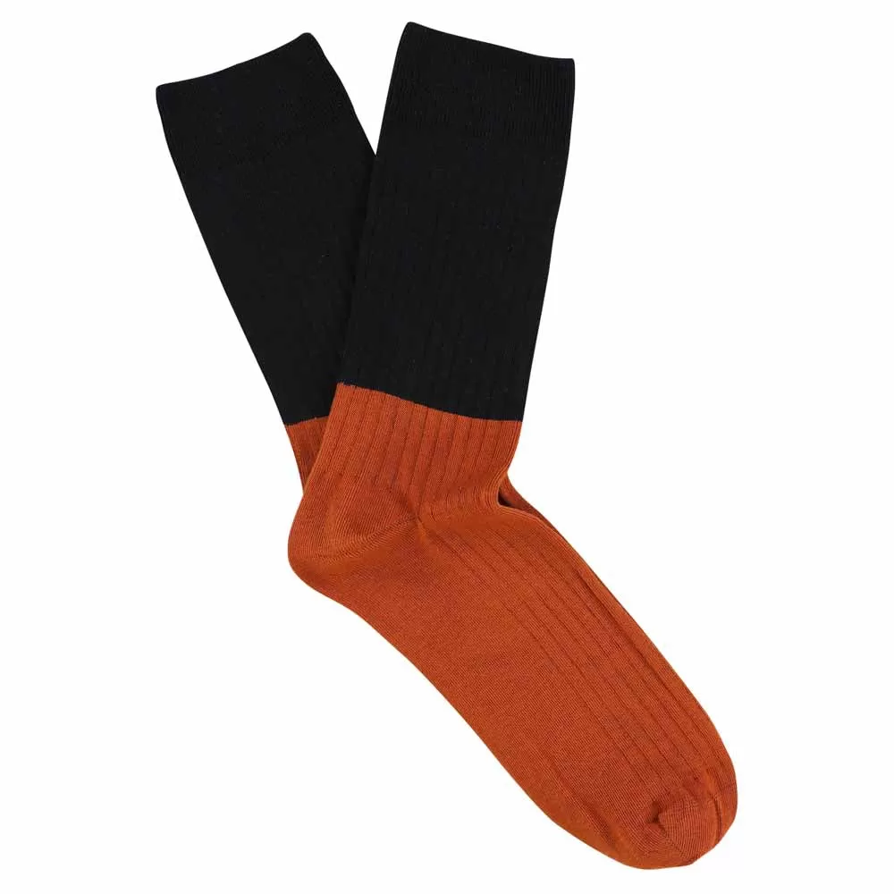 Colour Block Socks Navy / Brick