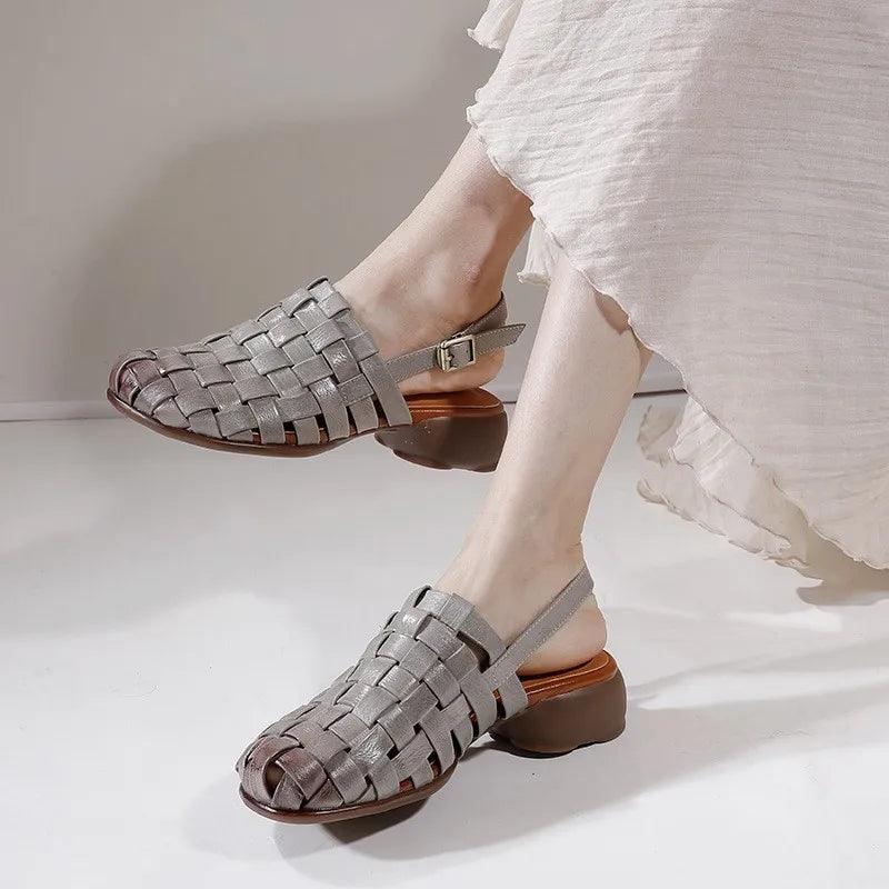 Comfortable Leather Sandals: E6-1608 Women's Casual Shoes