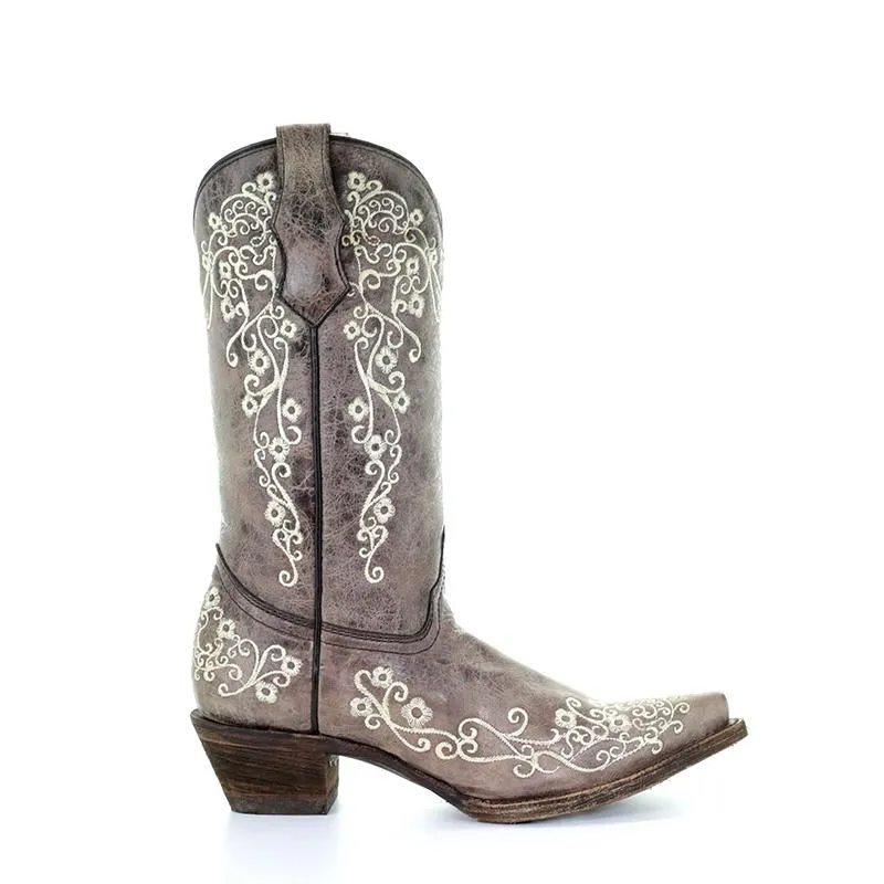 Corral Teen Brown/ Bone Embroidery Western Boot