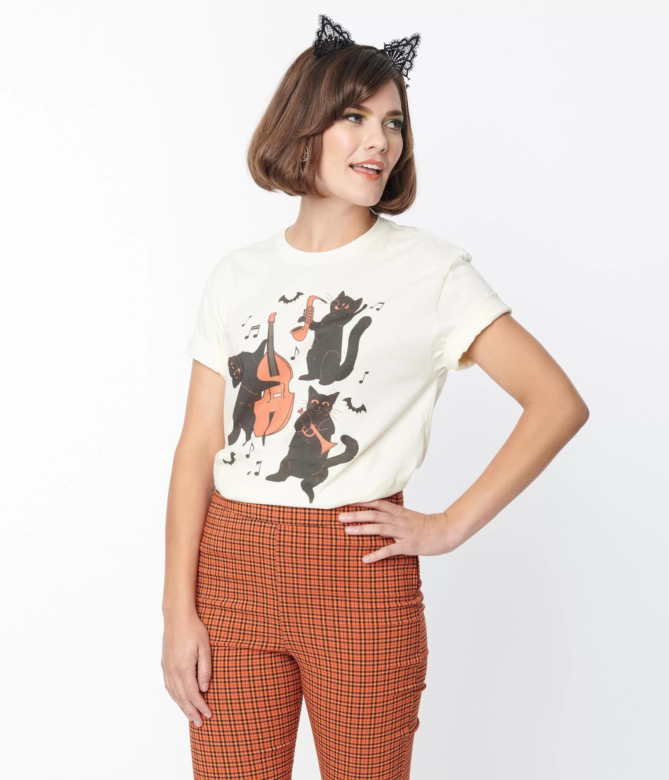 Cream Jazz Cats Unisex Graphic Tee