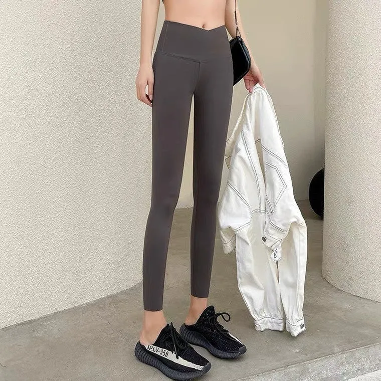 Cross-waist Shark Skin Leggings