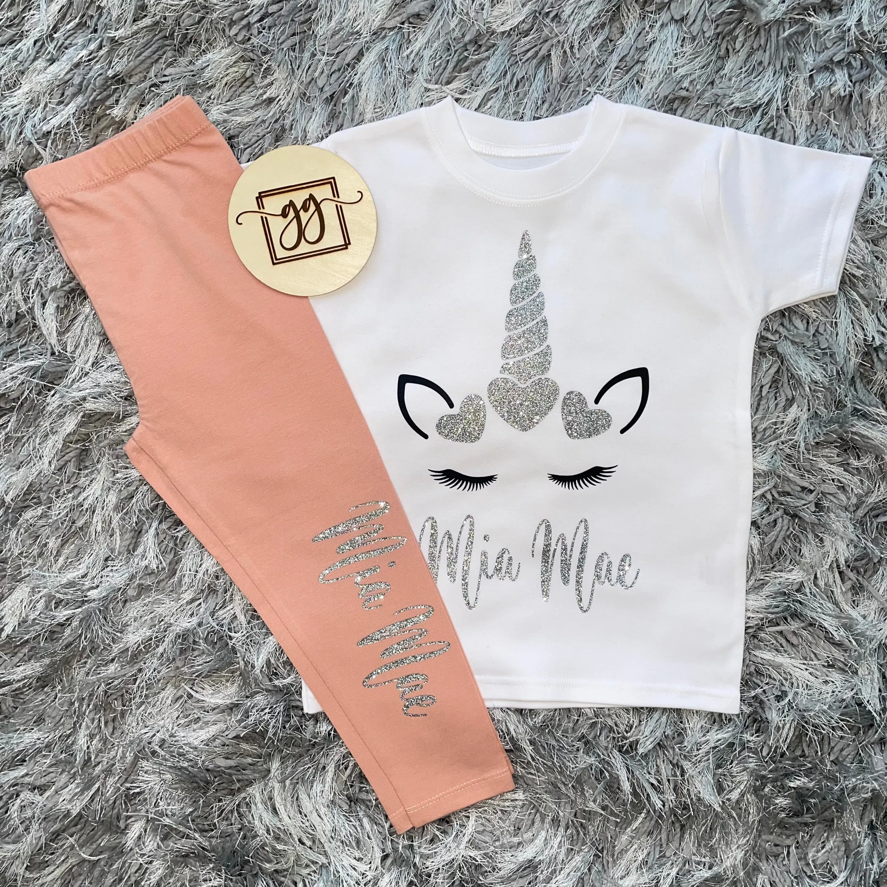 Dusty Pink Unicorn T-Shirt Leggings Set