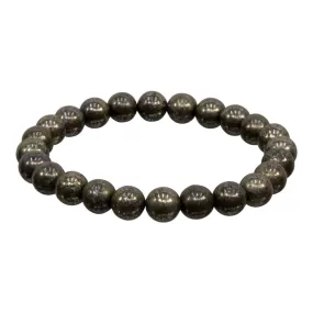 Elastic Bracelet 8mm Round Beads - Pyrite