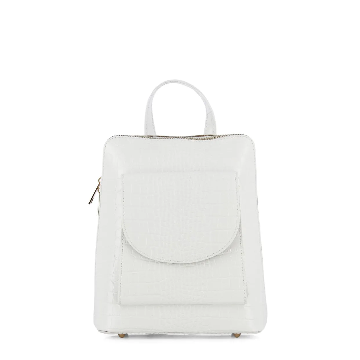 Embossed Leather Backpack -White