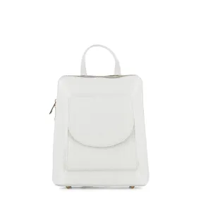 Embossed Leather Backpack -White